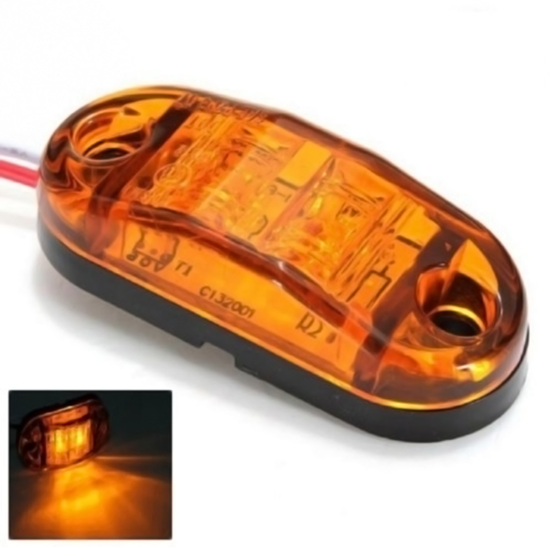 1 Брой 12V Оранжев Led Лед Диоден Маркер Габарит Токос за Бус Камион Ремарке