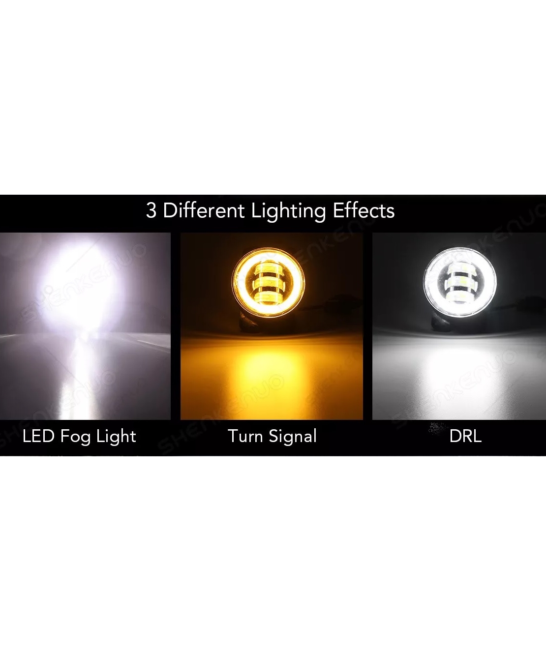 Комплект от 2 броя 4 инча 9.8cм ЛЕД LED фар лампа халоген 12V-24V с DRL дневни светлини мигач бяло-жълто за Jeep Dodge Chrysler Peugeot Ford CITROËN Opel Dacia Jaguar PORSCHE Suzuki Nissan RENAULT