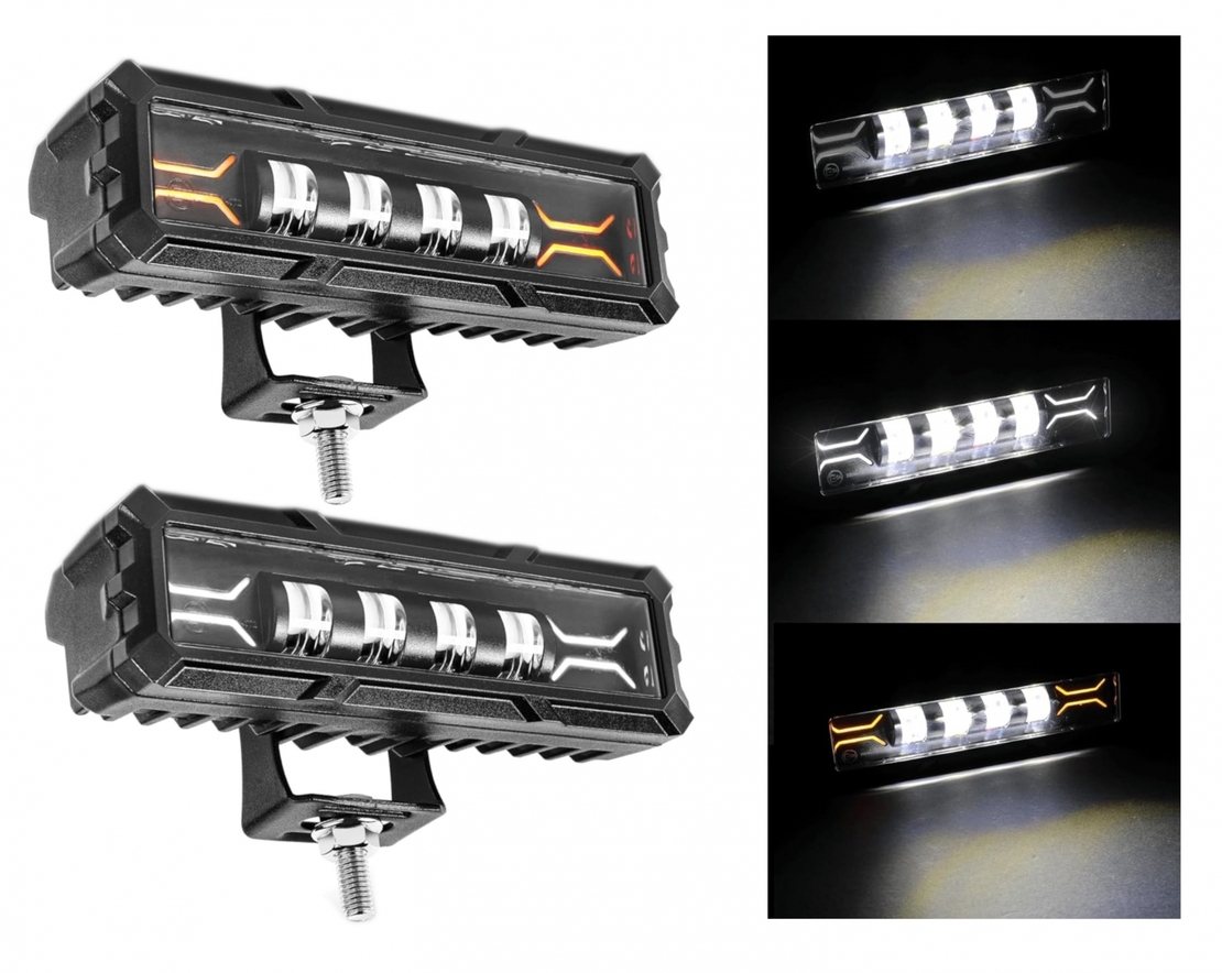 17cm 7Д Диоден Прожектор Led Bar Лед Бар Халоген Бяла Светлина + Габарит бяло - жълто 12V - 24V За АТВ SUF Джип 4х Offroad Камион