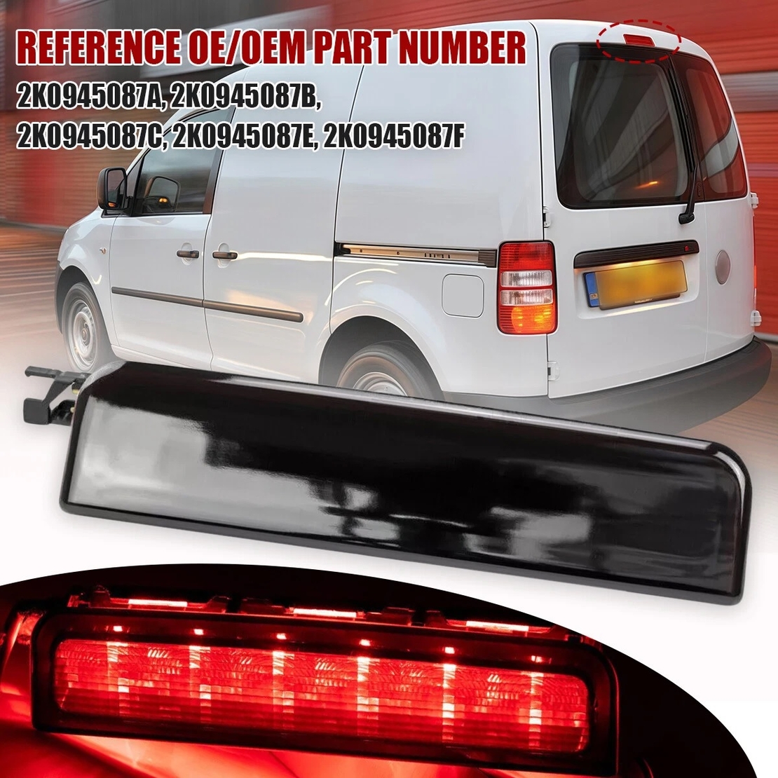 LED Трети стоп за VW CADDY III (Mk3) 2004-2015, Опушен, Червен