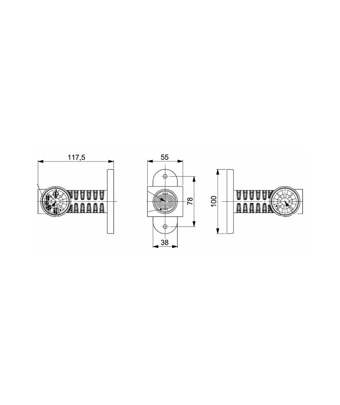 1 Брой 12см LED Лед Габарит, Рогче, 12V-24V, 3 SMD Диода, Тройна Функция, Червена, Бяла, Жълта Светлина, 3D Светлинен Ефект