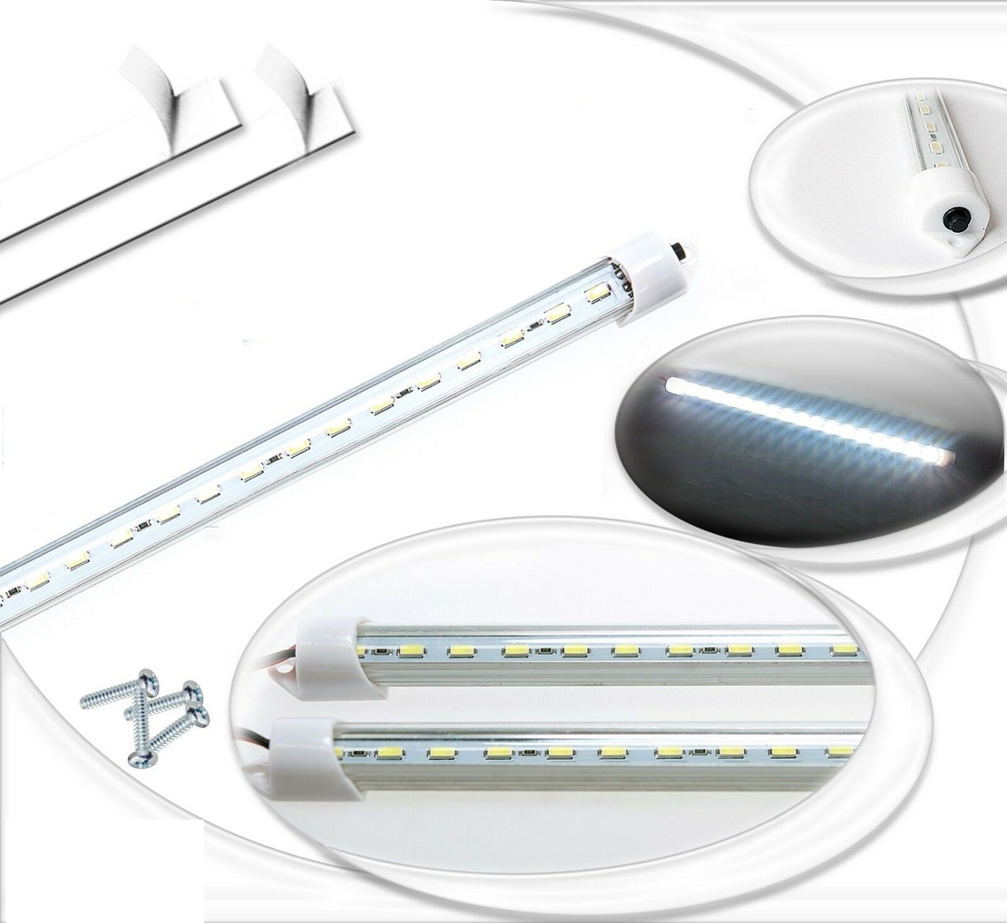 Бяла LED Интериорна Лампа тип тръба, 32см 24 диода - 12V, 1.5W - За Автомобил, Бус, Ван, За Дома или Офиса