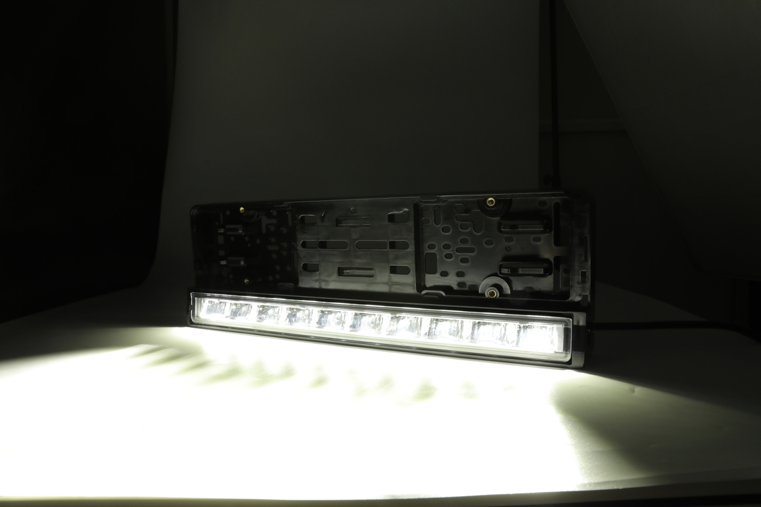 Рамка за Номер с Вграден LED Бар 20 51cm 12v 24v Бяла и Оранжева Дневна DRL Габаритна Светлина