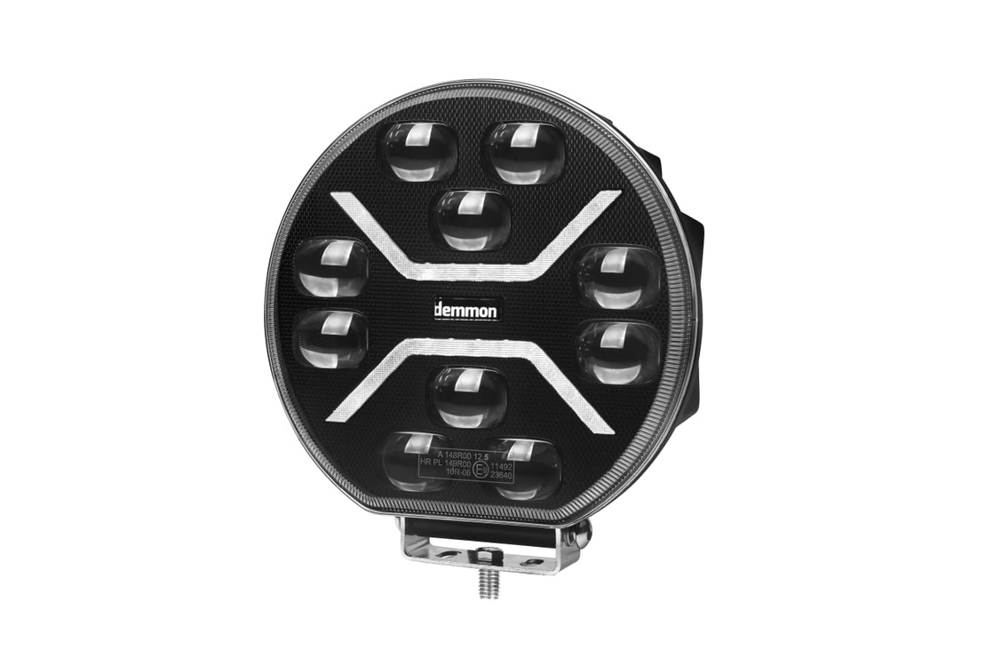 Диоден Халоген Фар с Бял Оранжев Габарит LED + DRL 70W Ø 220 мм 9 12V 24V Е-Mark Е9 за джип камион трактор багер земеделски машини и др.