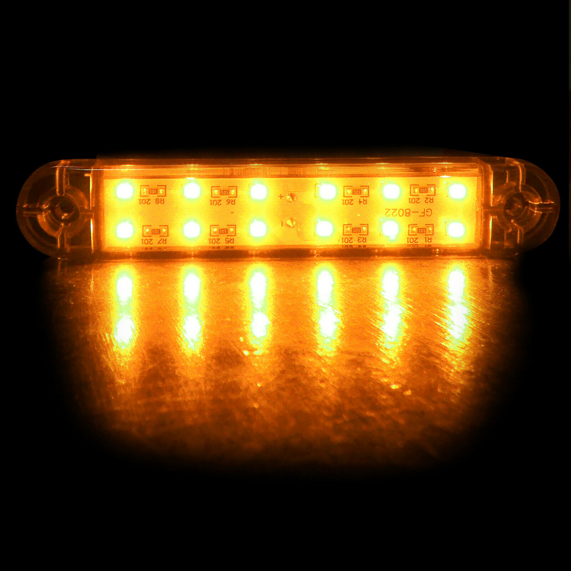 1 брой ЛЕД LED Оранжев Жълт Диоден Маркер Габарит Токос със 12 светодиода за камион ремарке бус ван каравана платформа 12-24V