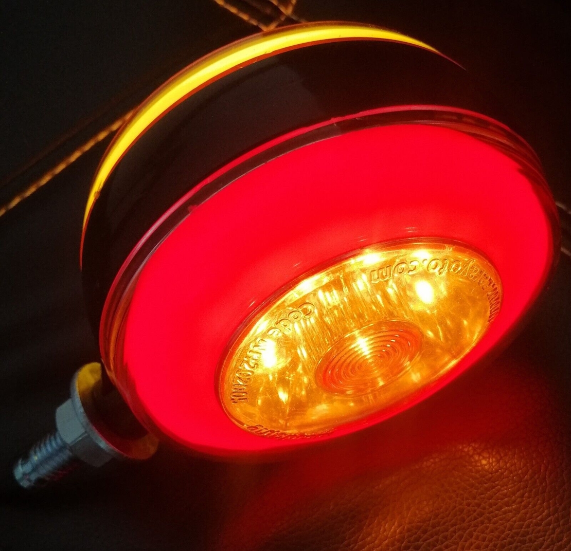 Комплект от 2 броя ЛЕД LED габарит за огледало ОБЕЦИ за камион 12-24V Scania Сканиа Volvo Волво MAN МАН DAF ДАФ Mercedes Мерцедес с ефект Неон Neon в оранжево-червено
