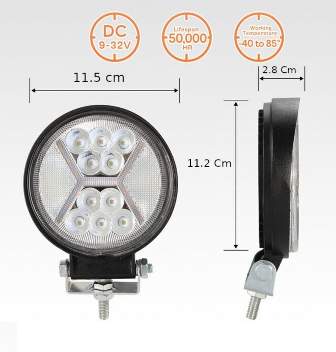 Универсален 126W Лед LED Халоген Фар Работна Лампа 12V - 24V бяла светлина + блиц мигаща бяла светлина за автомобил офроуд бус ван камион