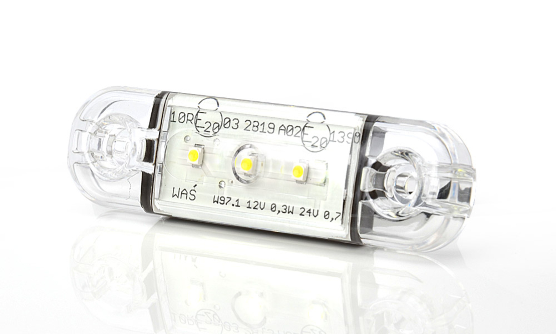 LED Светодиоден Габарит, Маркер, Токос, Бял, Е-Mark, 3 LED, 12V-24V, 8,4 см