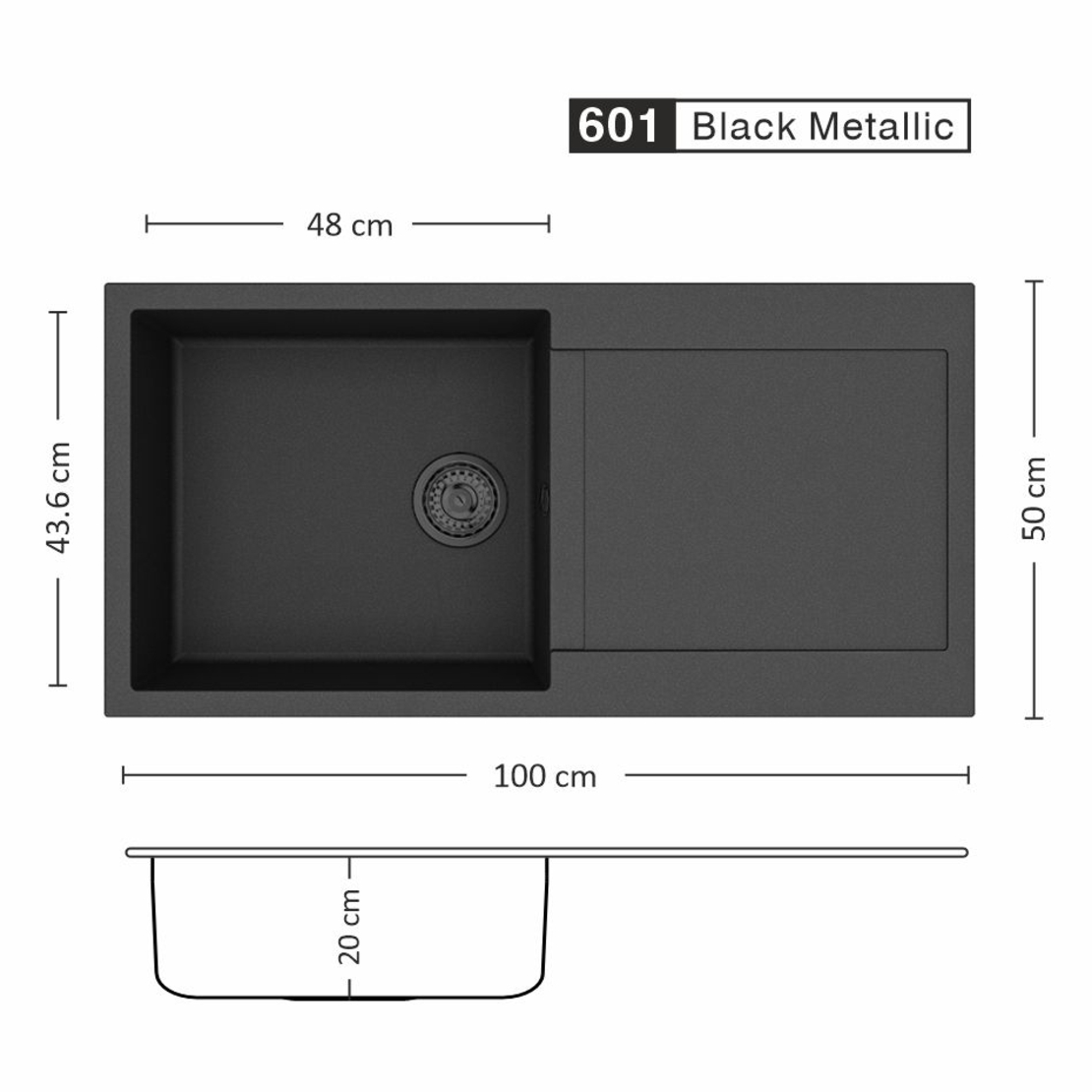 Гранитна Мивка FERETA BB 100.1 SI 100/ 50 см