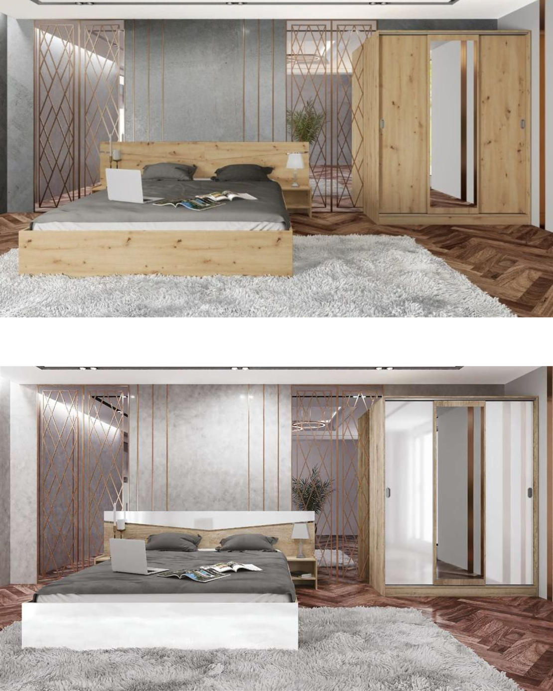 Спален комплект Сити 7074 в пет цветови комбинации