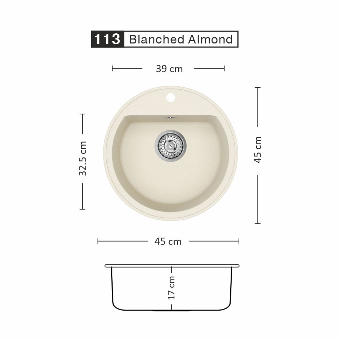 Гранитна Мивка KAVA ROUND SII Ф45 см