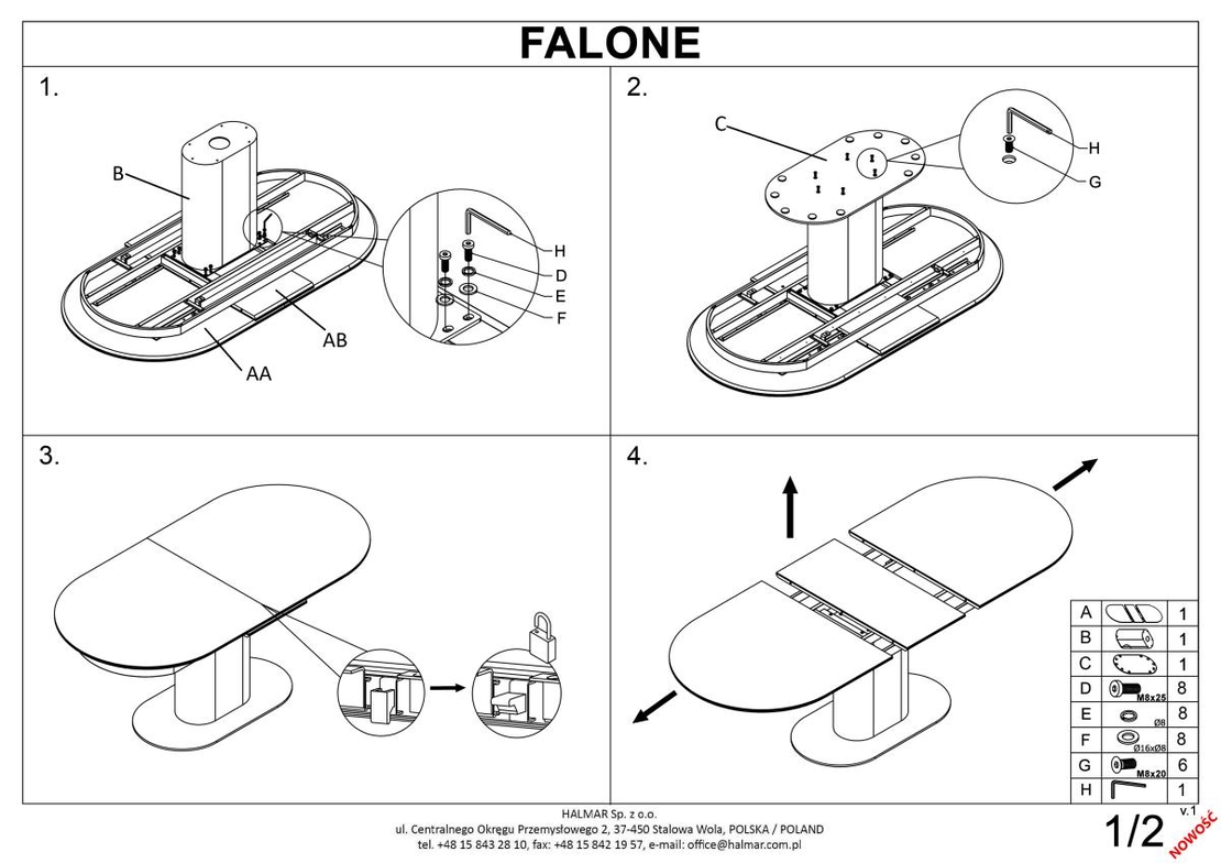 Разтегателна трапезна маса Falone