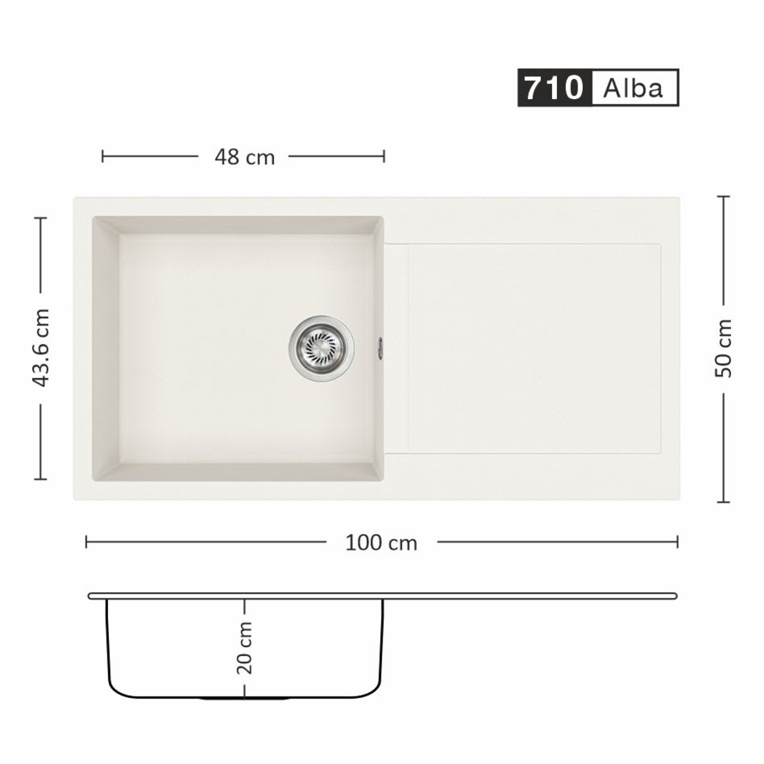 Гранитна Мивка FERETA BB 100.1 SI 100/ 50 см