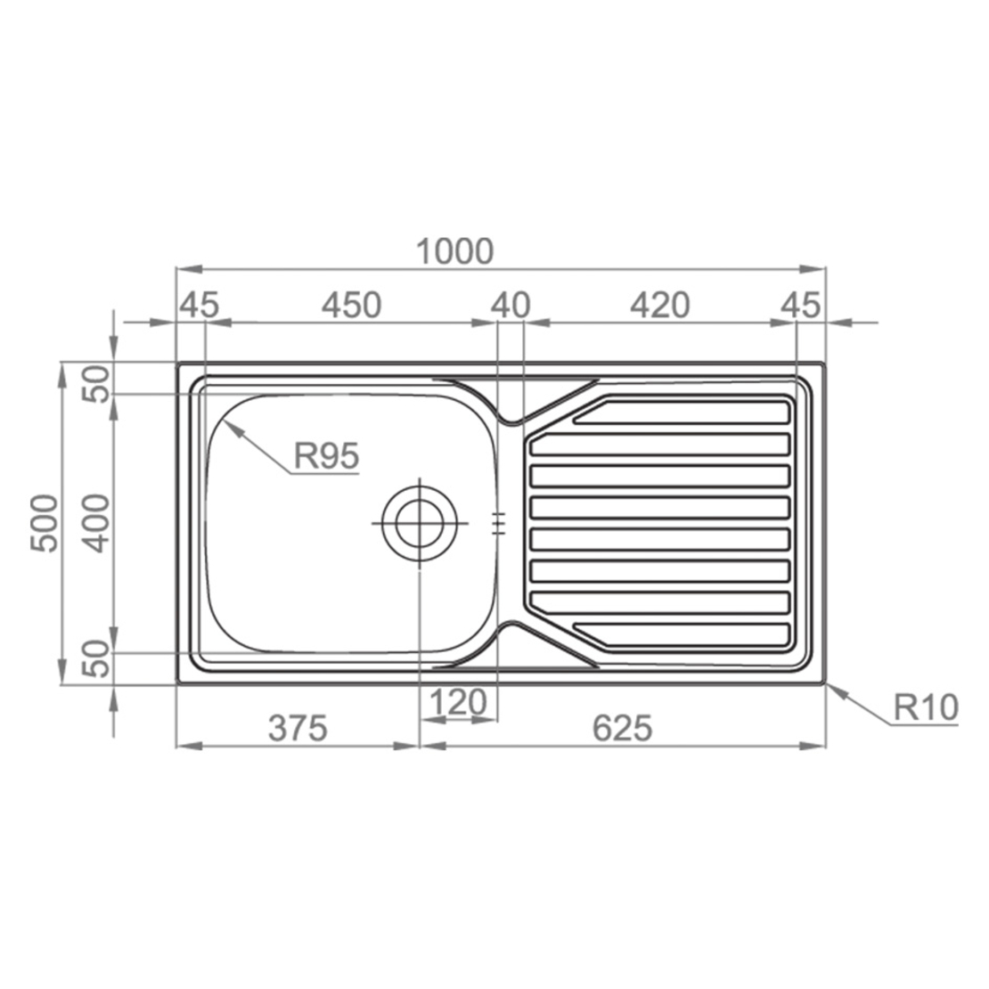 Иноксова Мивка POWER BB 100.1 SI 100/ 50 см