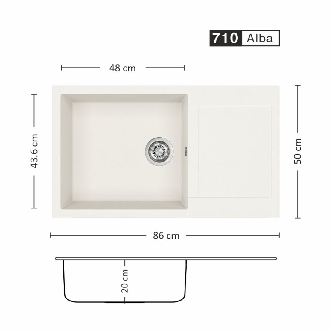 Гранитна Мивка FERETA BB 86.1 SI 86/ 50 см