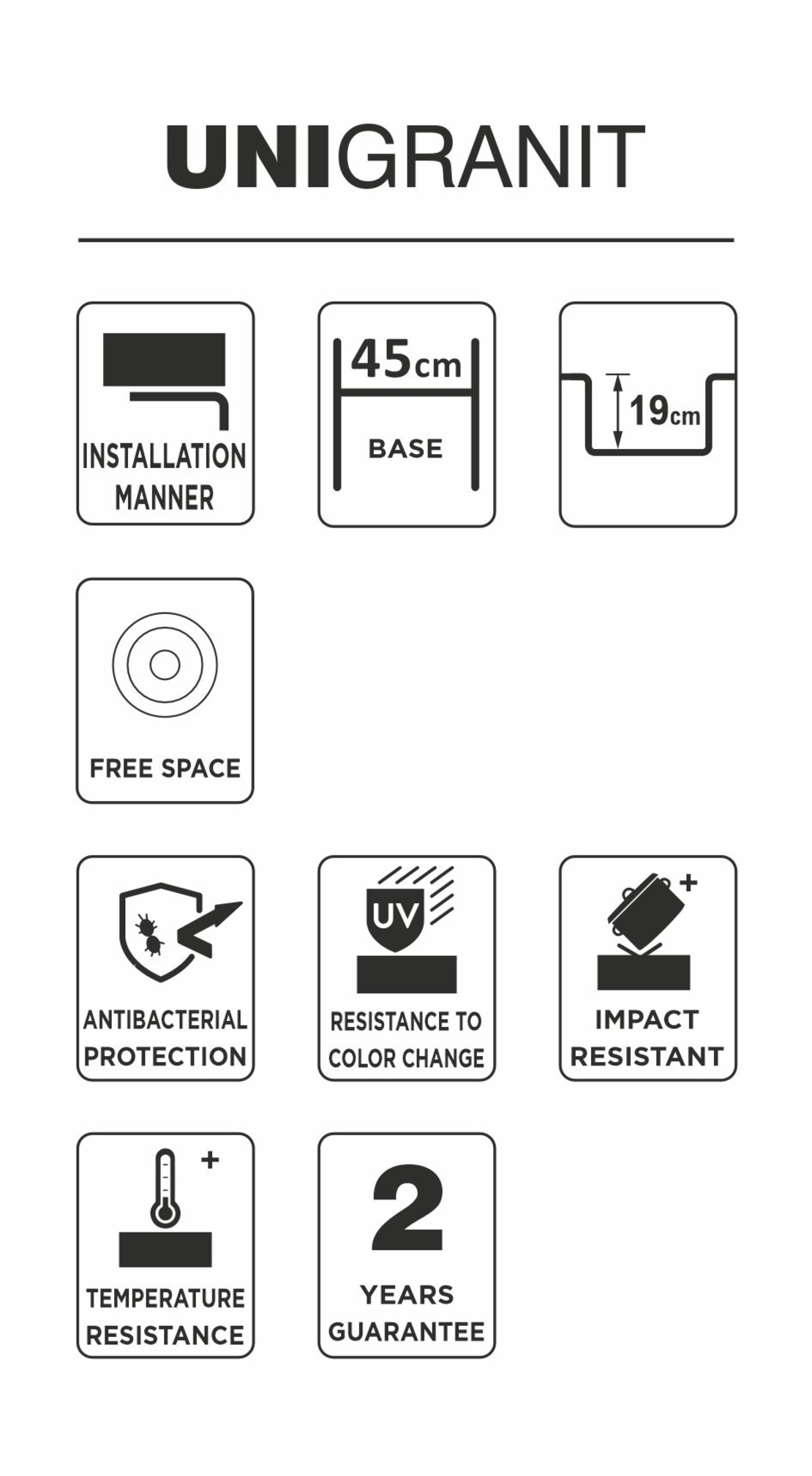 Гранитна Мивка BLOOM  380 U 38/ 44 см