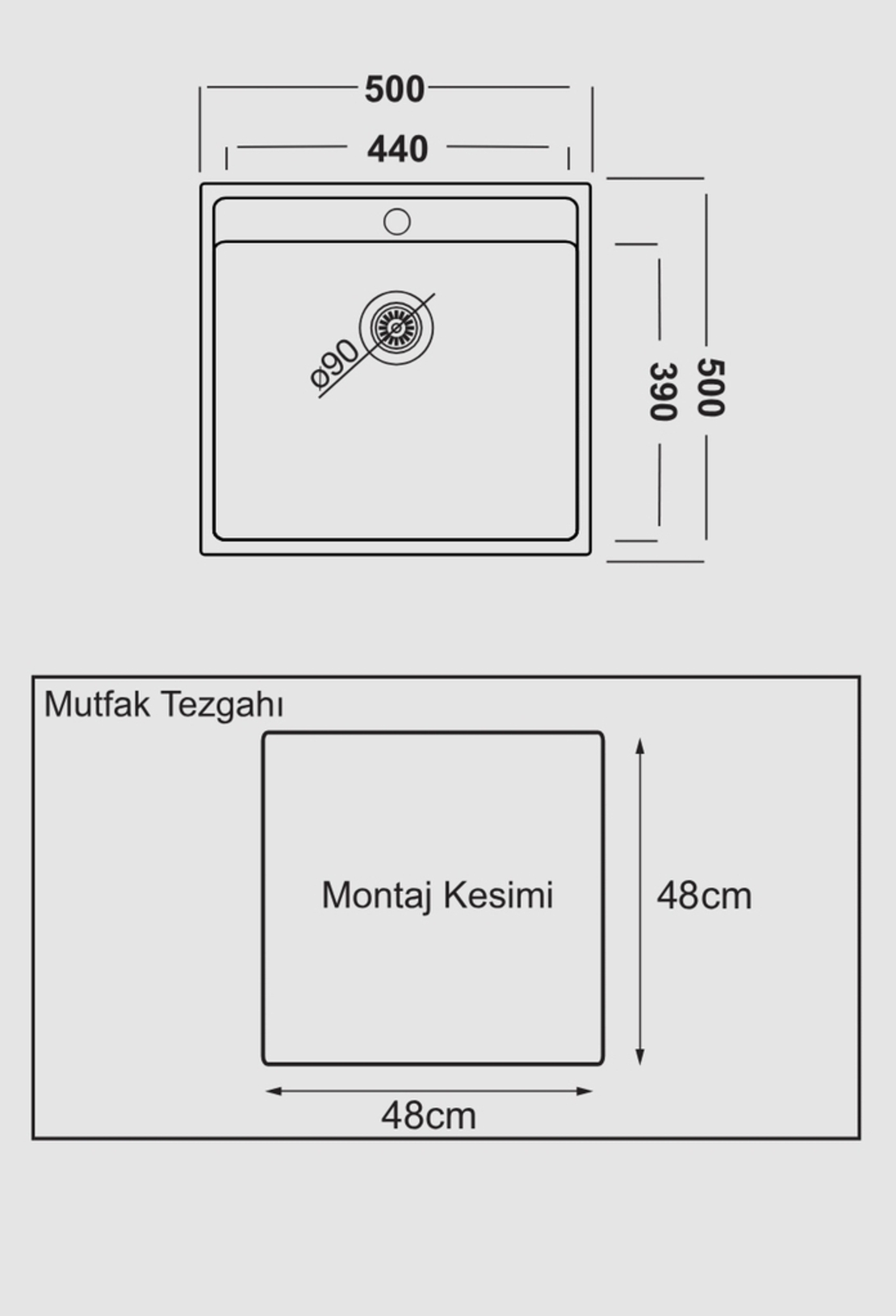 Гранитна Мивка 50/ 50 см