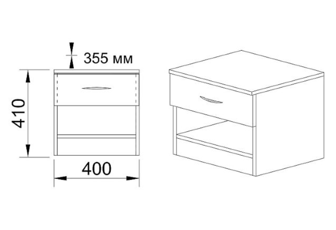 Нощно шкафче Сити 3007 в пет цветови комбинации