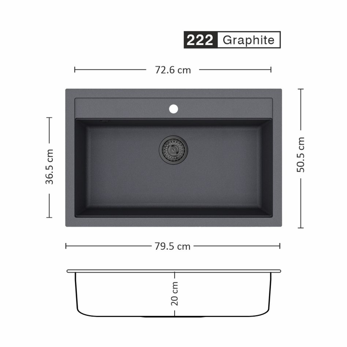 Гранитна Мивка IMPULSE 795 SI 79/ 50 см