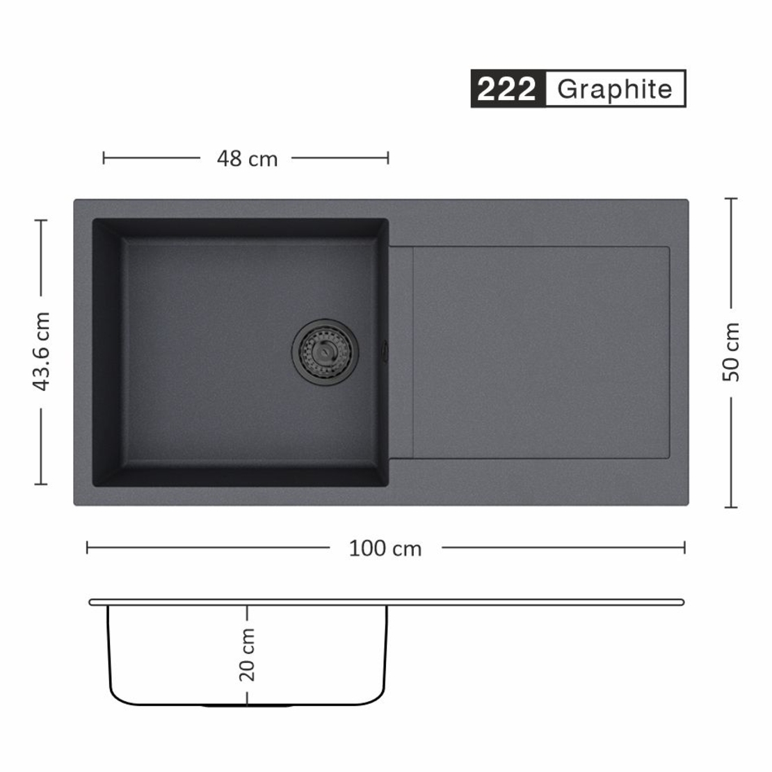 Гранитна Мивка FERETA BB 100.1 SI 100/ 50 см