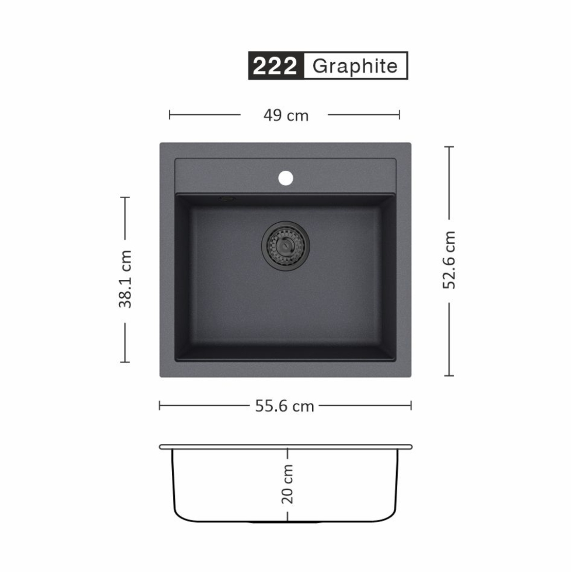 Гранитна Мивка IMPULSE 556 SI 56/ 53 см