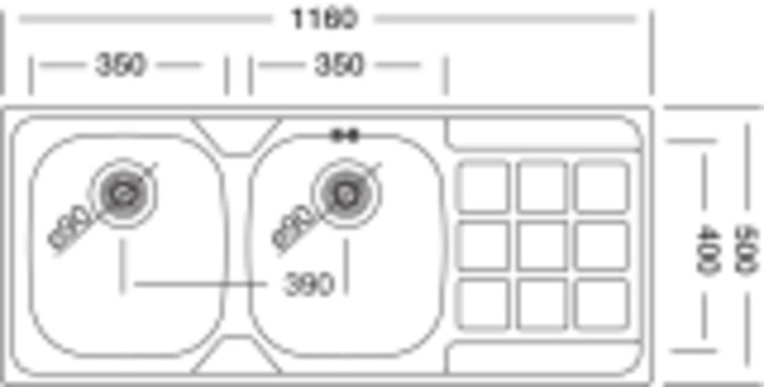 Иноксова мивка  с отцедник и две корита 116/ 50 см