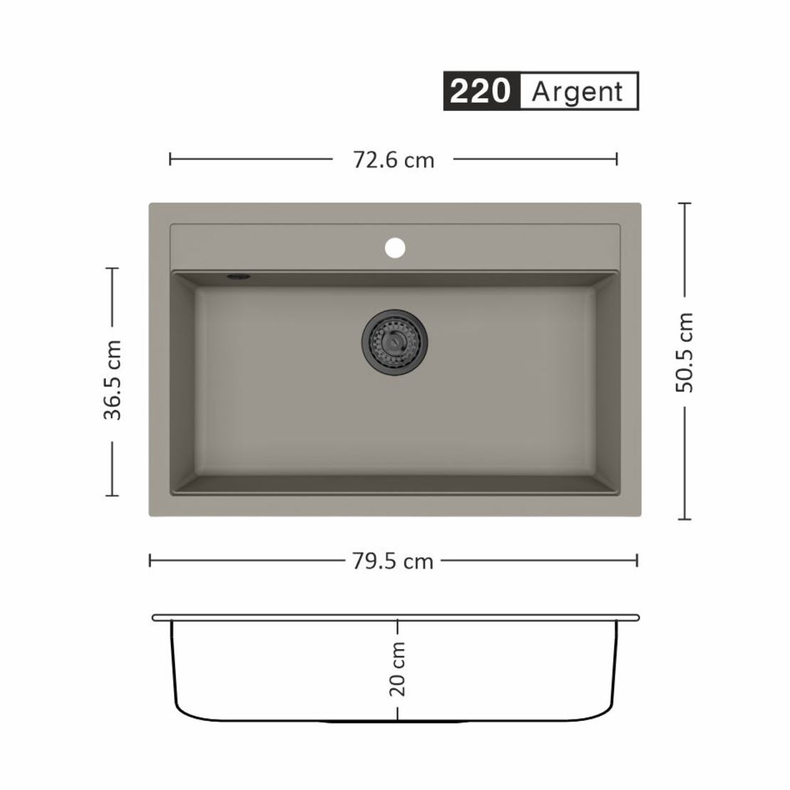 Гранитна Мивка IMPULSE 795 SI 79/ 50 см