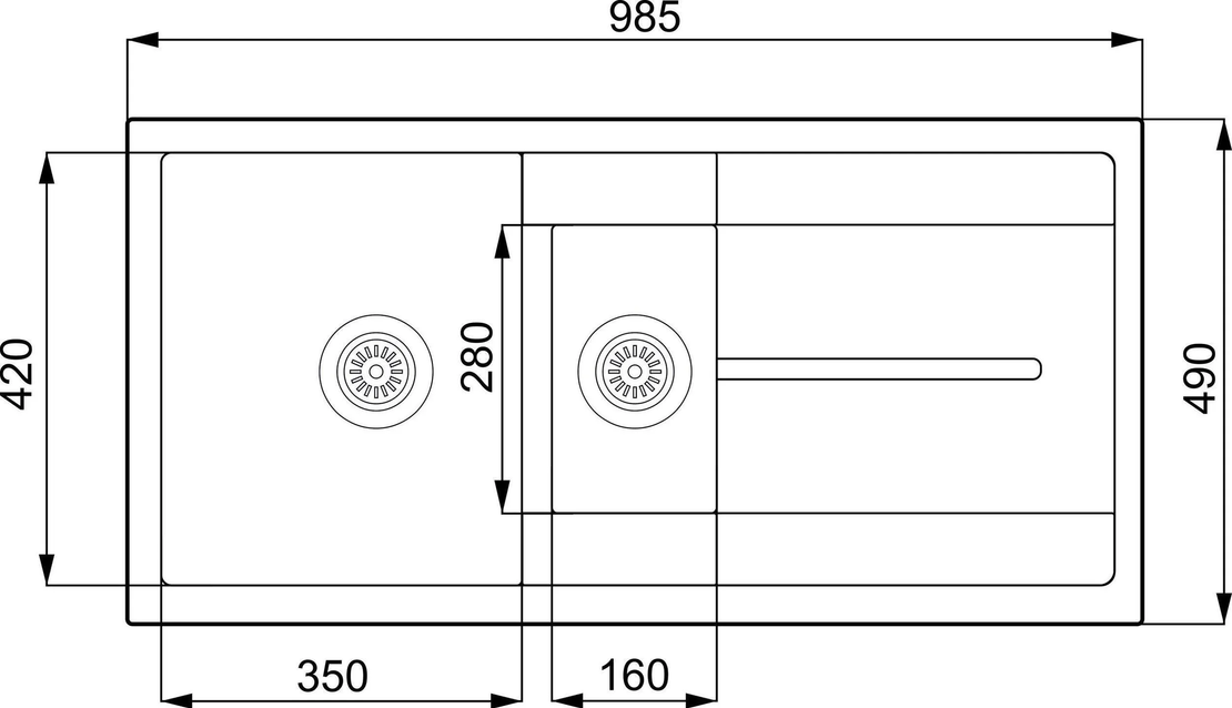 Гранитна мивка  с две корита 100/ 50 см