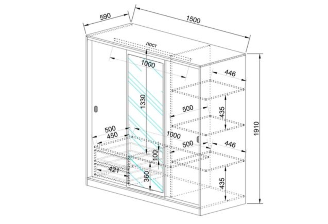 Гардероб 1006 в пет цветови комбинации