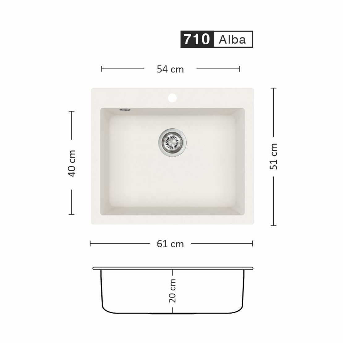 Гранитна Мивка IMPULSE 610 SI 61/ 50 см