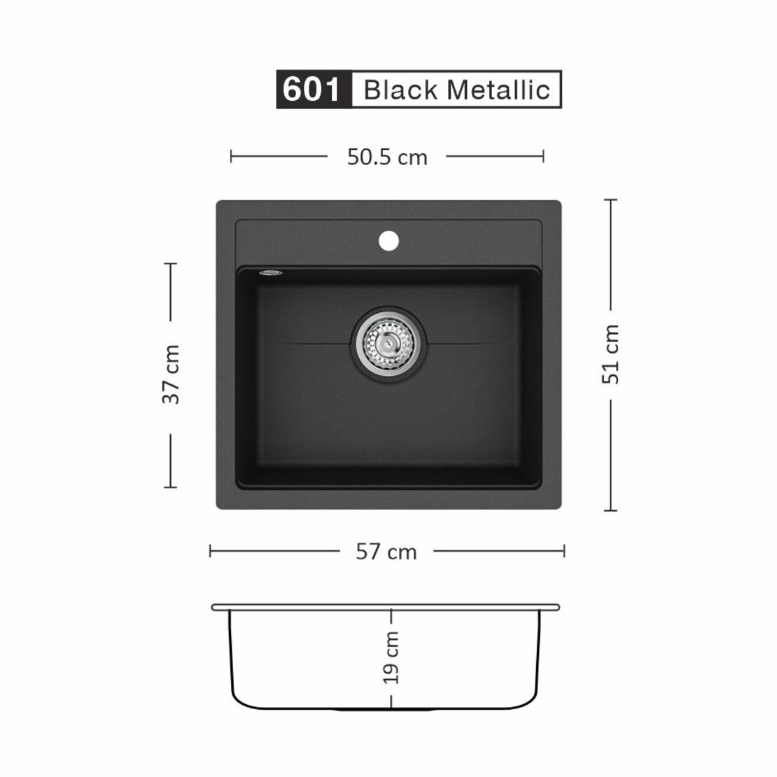 Гранитна Мивка FIORA 570 SI 57/ 51 см