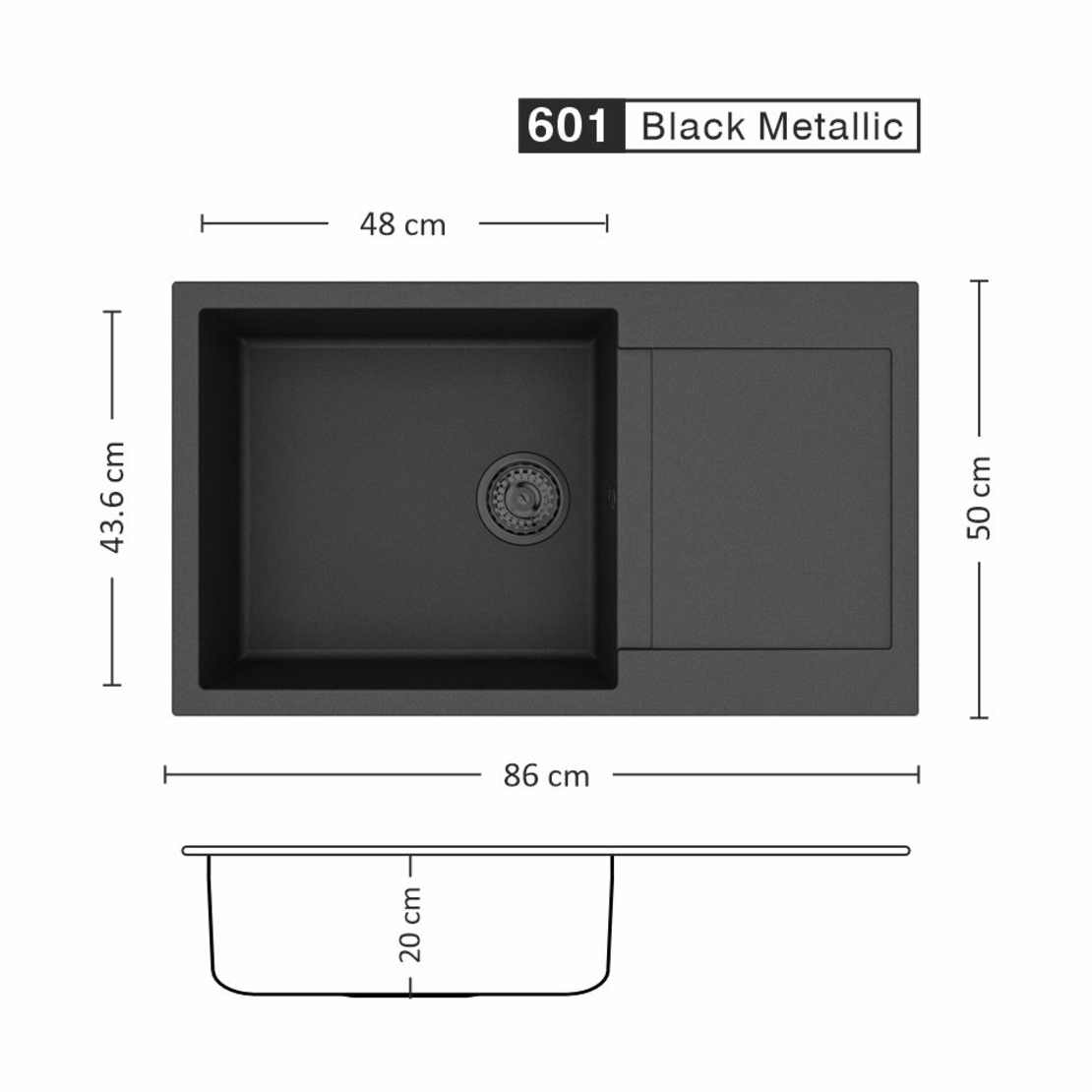 Гранитна Мивка FERETA BB 86.1 SI 86/ 50 см