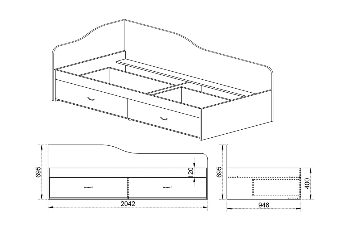 Легло с чекмеджета  Сити 2023 в пет цветови комбинации
