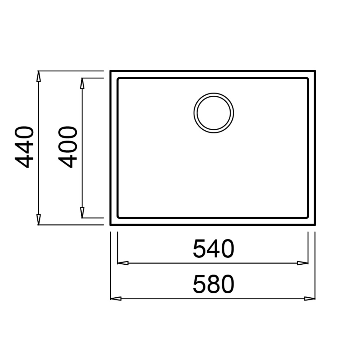 Гранитна Мивка BLOOM  580 U 58/ 44 см