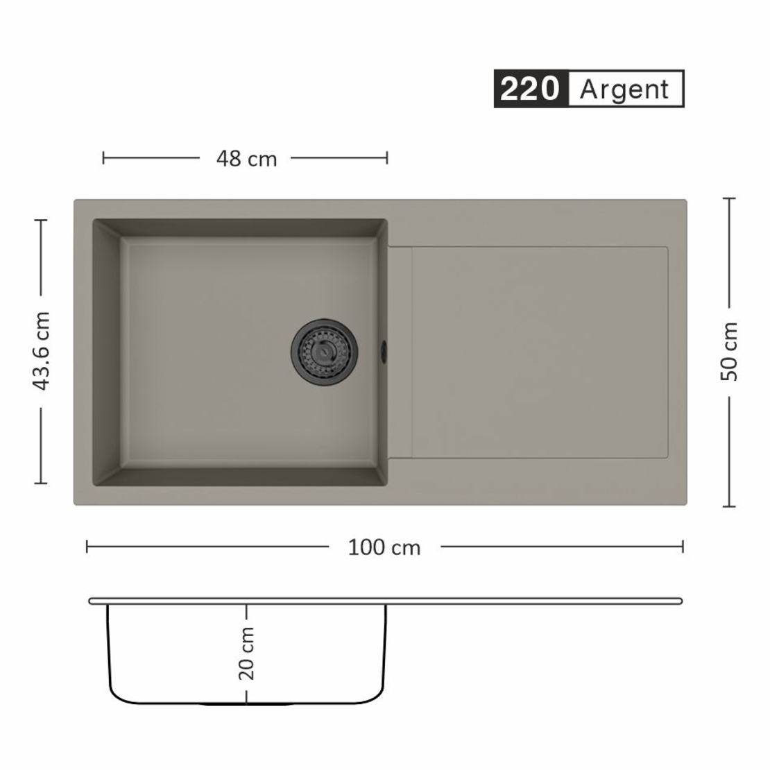 Гранитна Мивка FERETA BB 100.1 SI 100/ 50 см