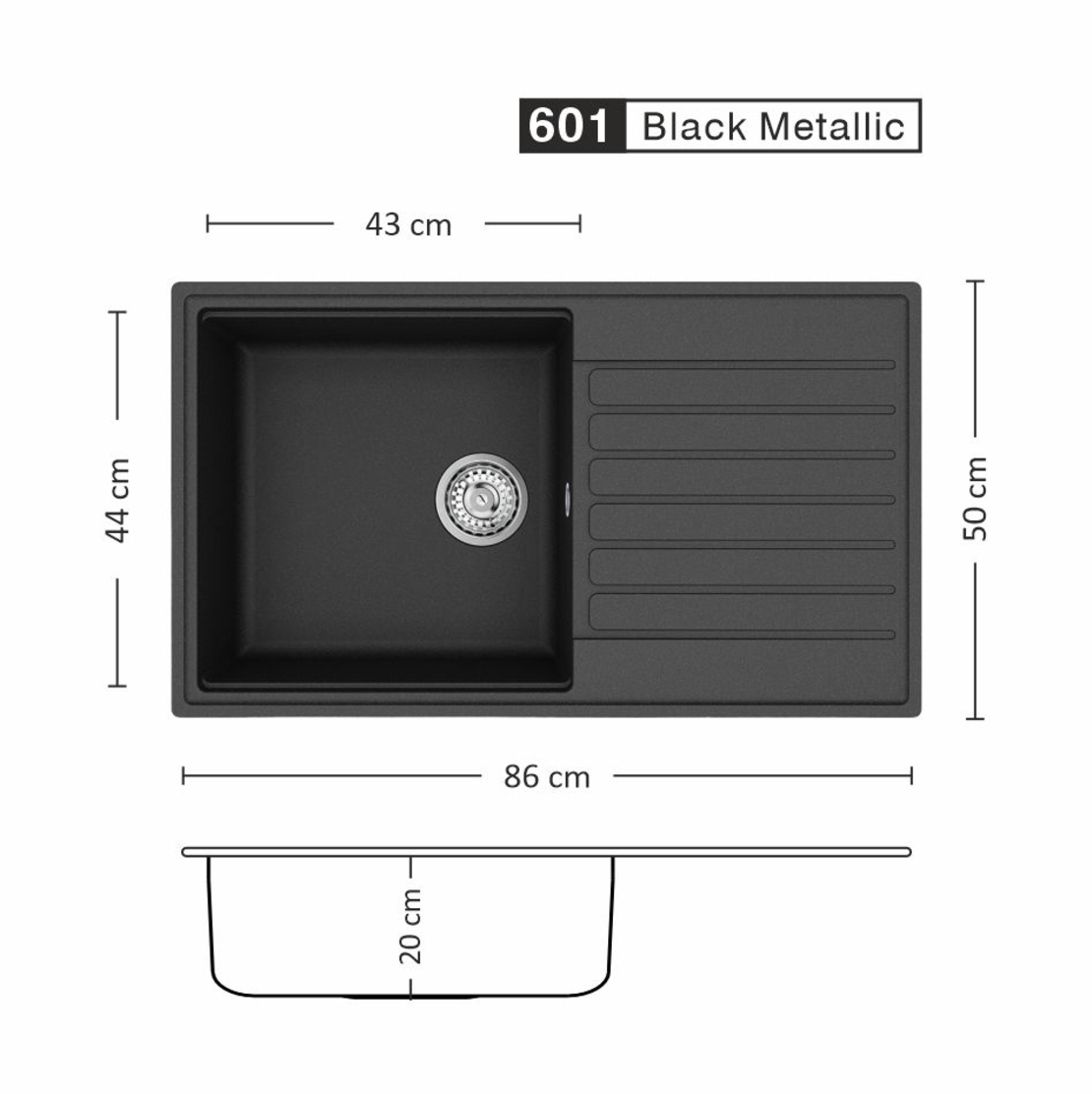 Гранитна Мивка FIORA BB 86.1 SI 86/ 50 см