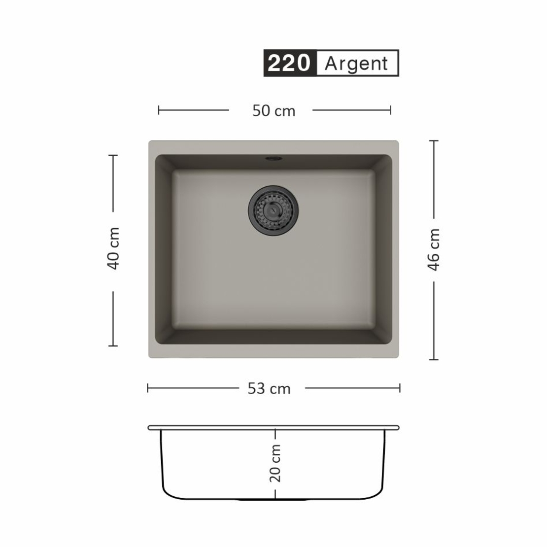 Гранитна Мивка COVER 530 U 53/ 46 см