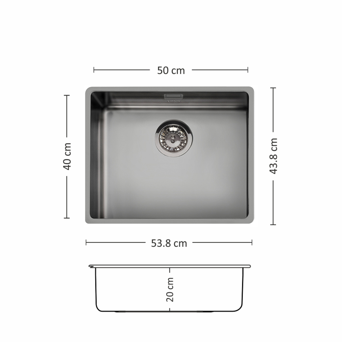 Иноксова Мивка FERRARA PLUS 500 U GF 54/ 44 см