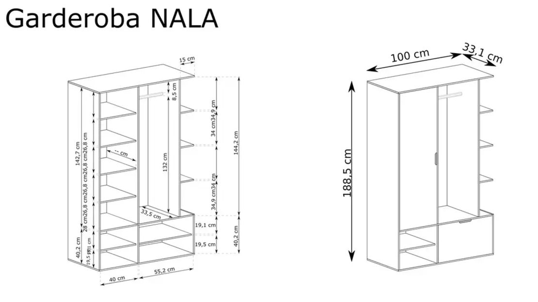 Портманто Nala бяло