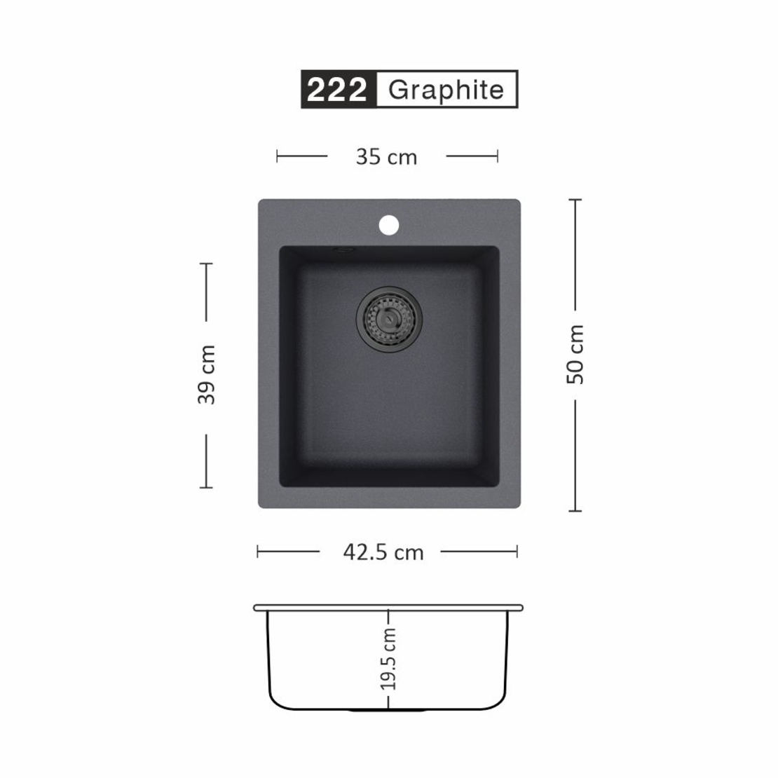 Гранитна Мивка IMPULSE 425 SI 42,5/ 50 см