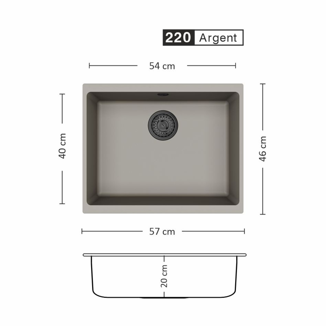 Гранитна Мивка COVER 570 U 57/ 46 см