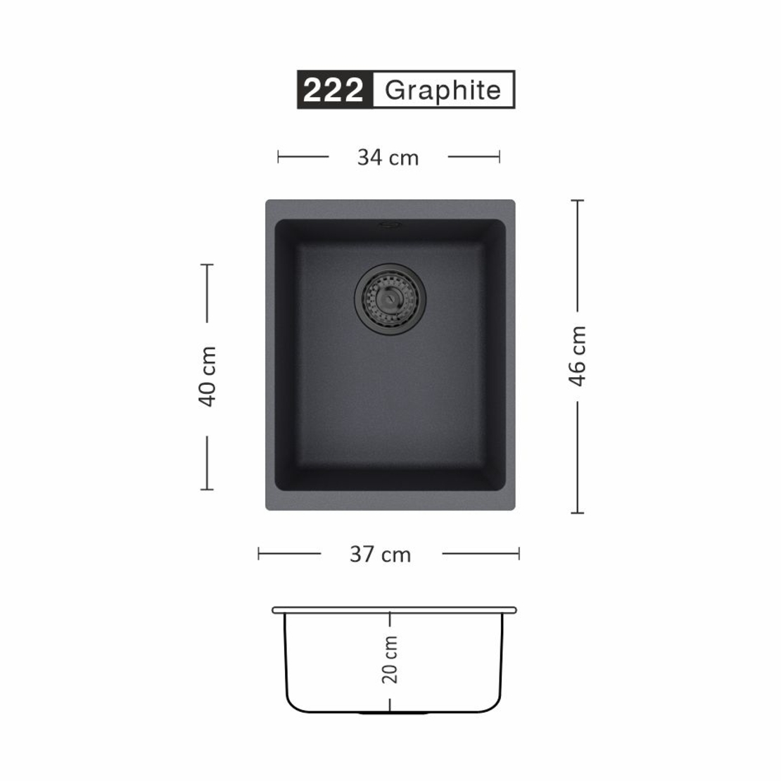 Гранитна Мивка COVER 370 U 37/ 46 см