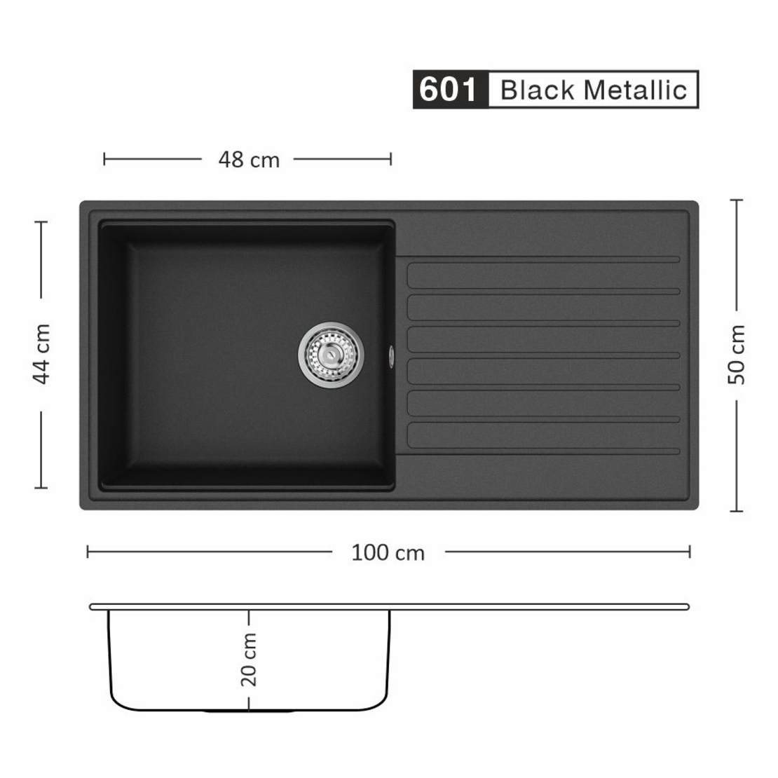 Гранитна Мивка FIORA BB 100.1 SI 100/ 50 см