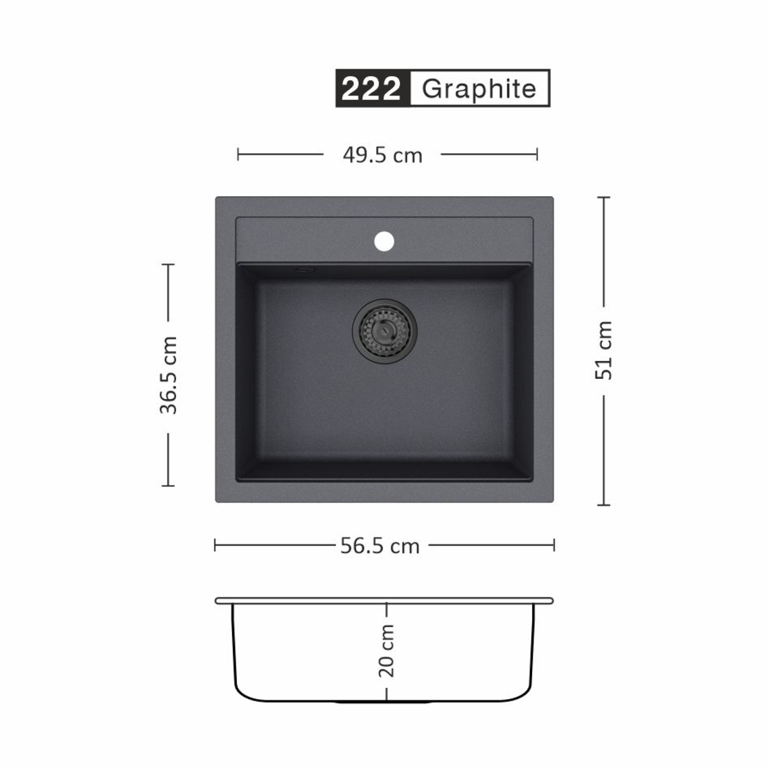 Гранитна Мивка IMPULSE 565 SI 56/ 50 см