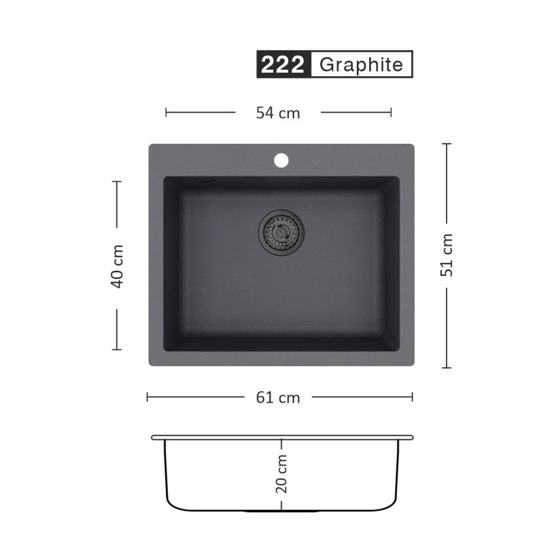 Гранитна Мивка IMPULSE 610 SI 61/ 50 см