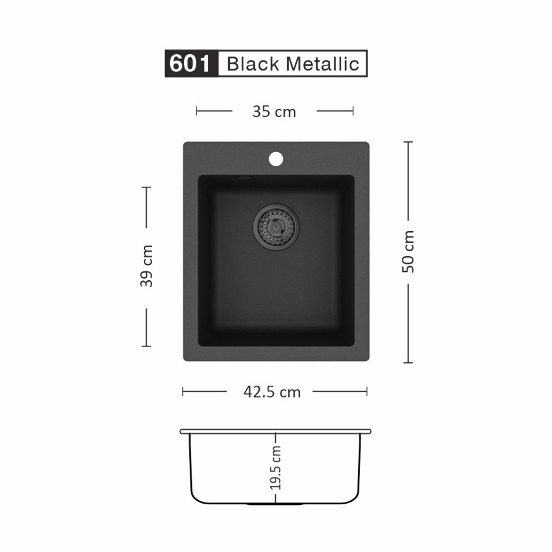 Гранитна Мивка IMPULSE 425 SI 42,5/ 50 см