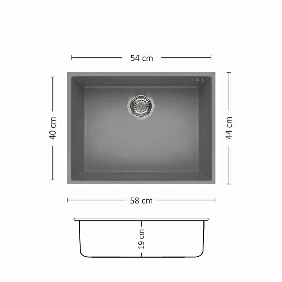 Гранитна Мивка BLOOM  580 U 58/ 44 см
