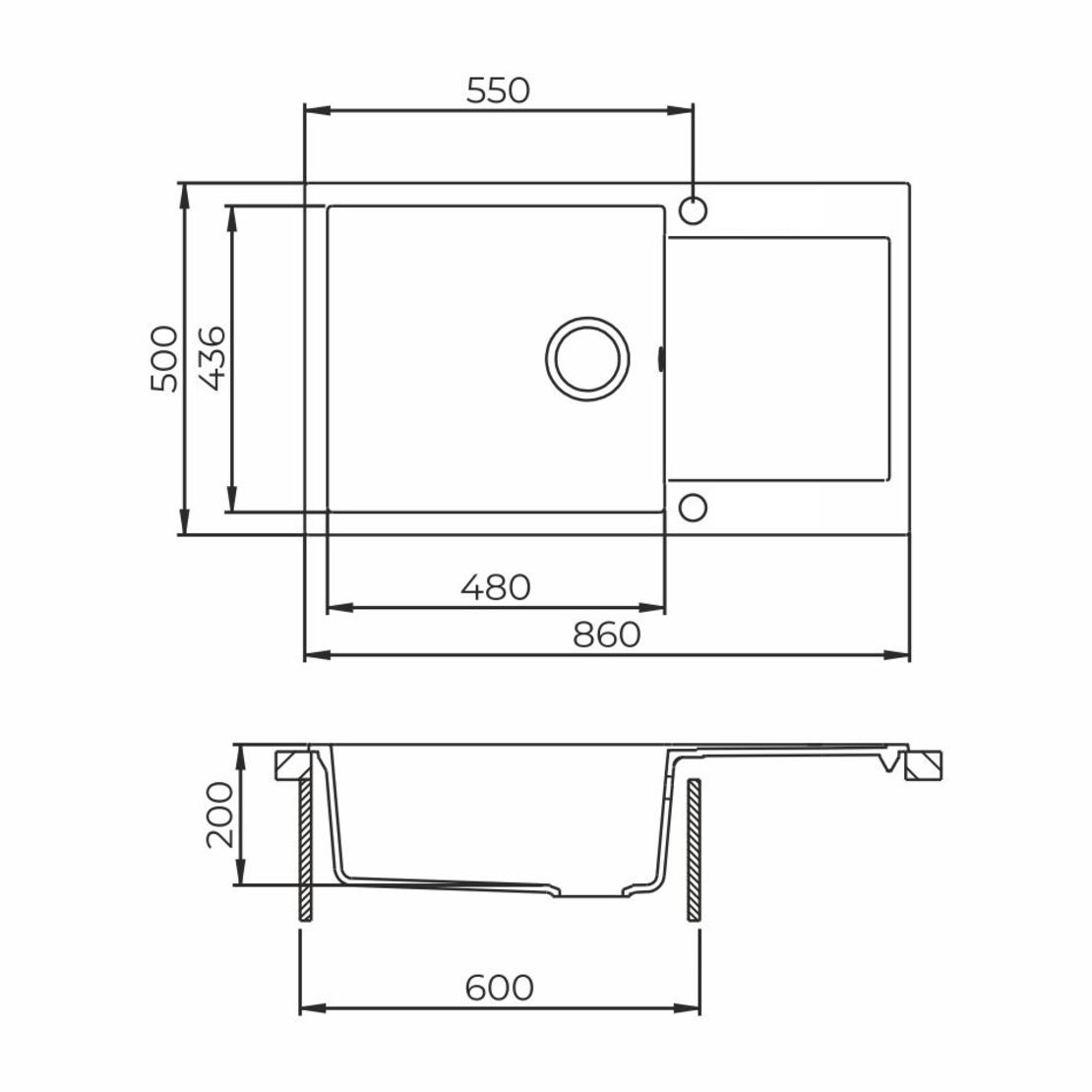 Гранитна Мивка FERETA BB 86.1 SI 86/ 50 см