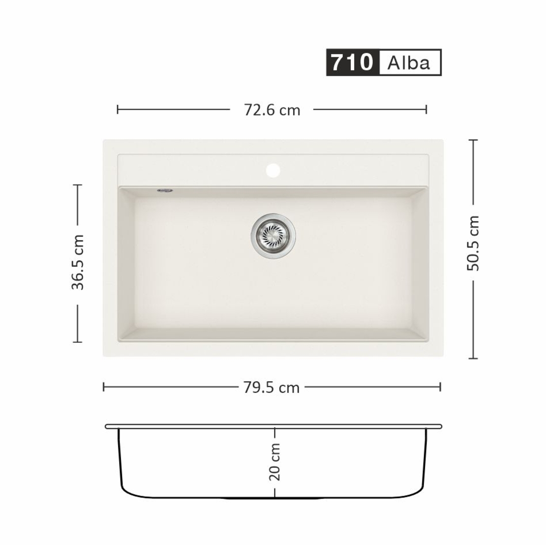 Гранитна Мивка IMPULSE 795 SI 79/ 50 см