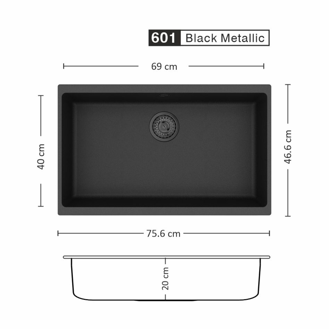 Гранитна Мивка COVER 756 U 76/ 47 см